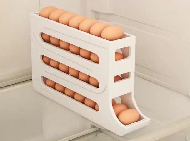 Smart Egg Roller Organizer for Fridge – 4-Layer Automatic Egg Tray | Kitchen Storage Solution