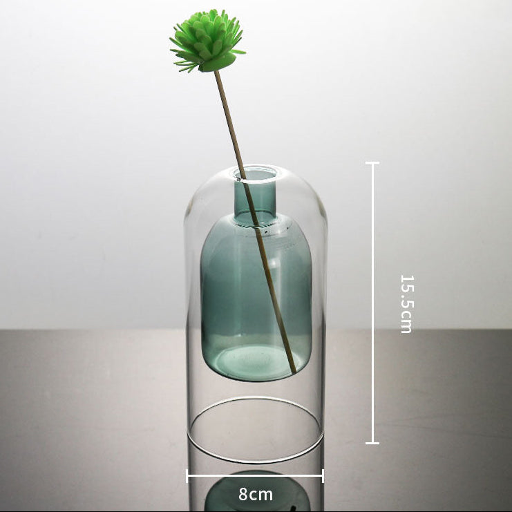 Stylish Glass Vase Decor – Double Wall Hydroponic Flower Pot for Elegant Home Styling