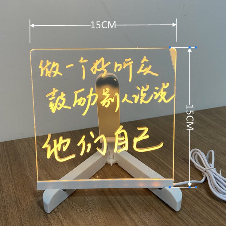 LED Night Light Acrylic Message Board – DIY Writing Lamp with 7 Pens for Notes & Room Decor