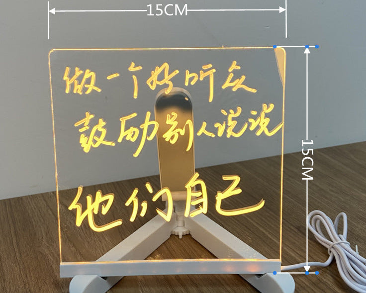 LED Night Light Acrylic Message Board – DIY Writing Lamp with 7 Pens for Notes & Room Decor