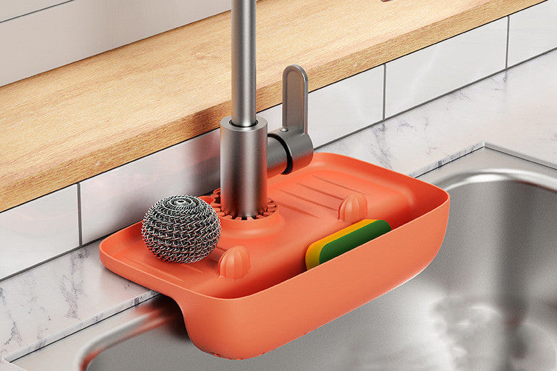 Kitchen Sponge Holder Rack – Anti Skid Drain Organizer for Sink Essentials