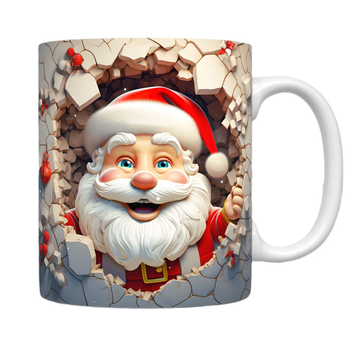 3D Christmas Mug – Fun Santa & Snowman Design