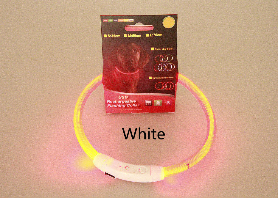 USB Rechargeable LED Pet Collar – Flashing Glowing Dog Necklace for Safe Night Walks