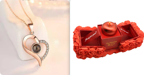 Romantic Valentine’s Gift Set – Soap Rose with Pendant Necklace for Her