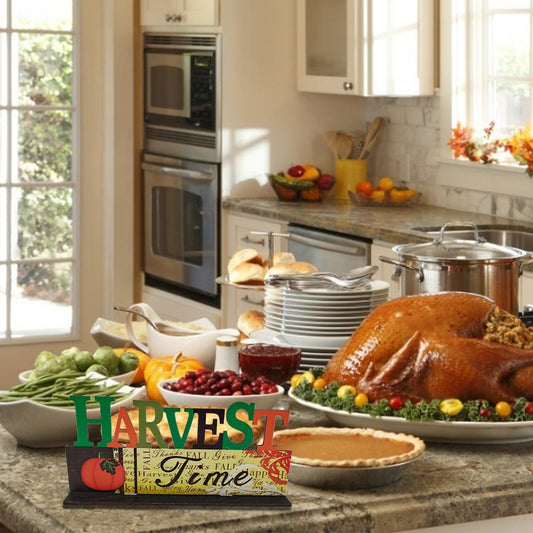 Thanksgiving Dinner Table Decor – Rustic Fall Signs & Harvest Wooden Ornaments