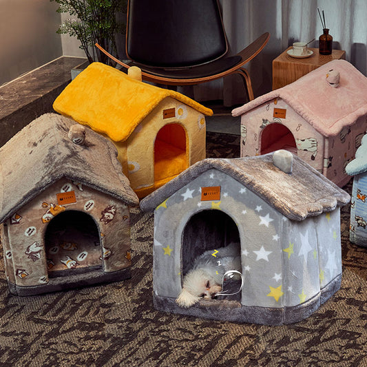 Foldable Dog House Bed – Cozy Winter Pet Bed Sofa