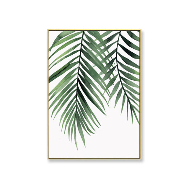 Minimalist Botanical Wall Art Green Plant Canvas | Home Decor Painting for Relaxing Living Spaces