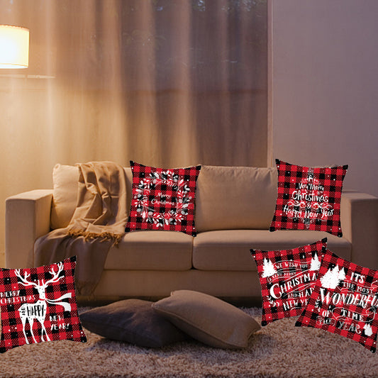Christmas Decorative Cushion Cover Elk Santa Claus | Festive Sofa Pillow Xmas Home Decor