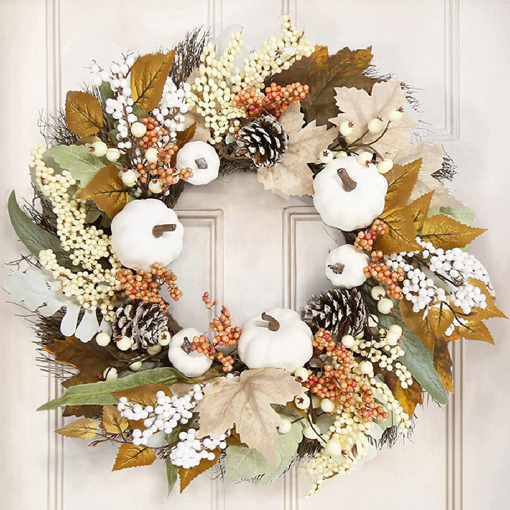 Autumn Maple Leaf & Pine Cone Wreath – Thanksgiving Seasonal Home Decoration