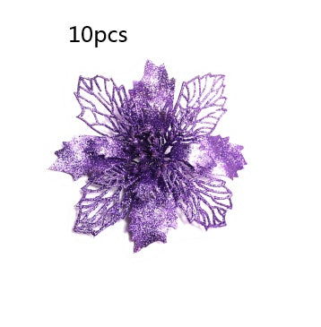 Christmas Glitter Fake Flowers – Festive Tree Decorations for Home & Party Setup