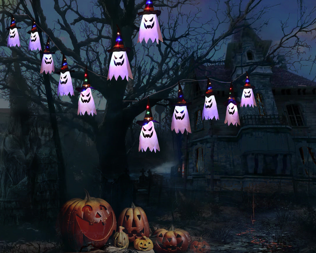 Halloween Ghost String Lights Lantern Decoration – Spooky Cloth Art LED