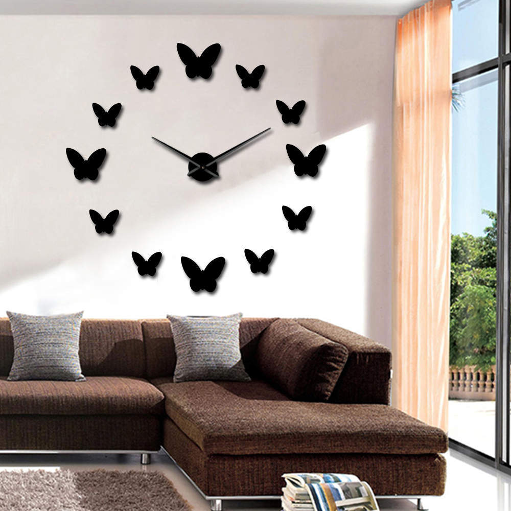 3D Mirror Butterfly Wall Clock – Large DIY Wall Decor for Living Room & Bedroom