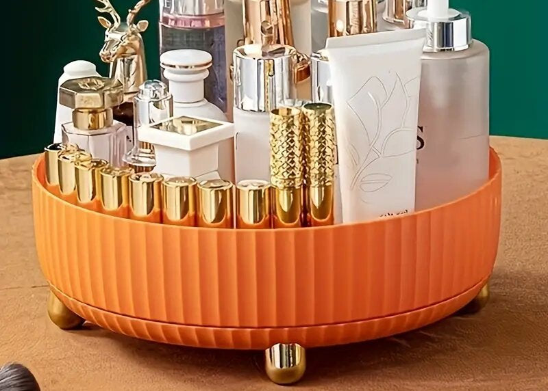 360° Rotating Cosmetic Storage Box – Makeup Organizer for Home & Travel
