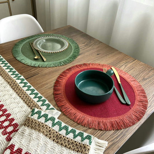 Handcrafted Jute Table Placemats – Tassel Boho Dining Mats | Natural Home Decor