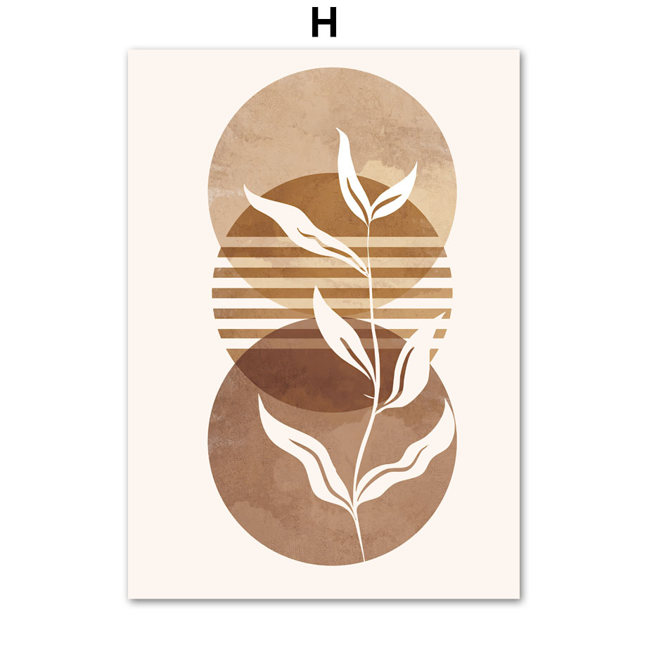 Minimalist Boho Home Decor – Line Leaves Abstract Canvas Wall Art