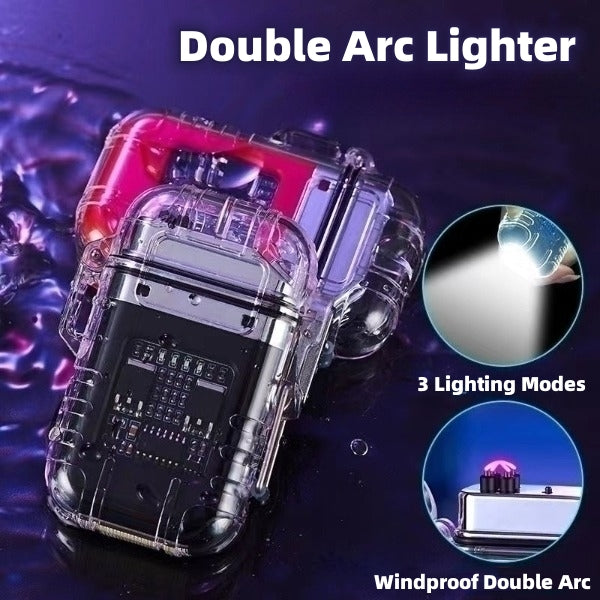 Transparent Shell Double Arc Lighter - USB Rechargeable