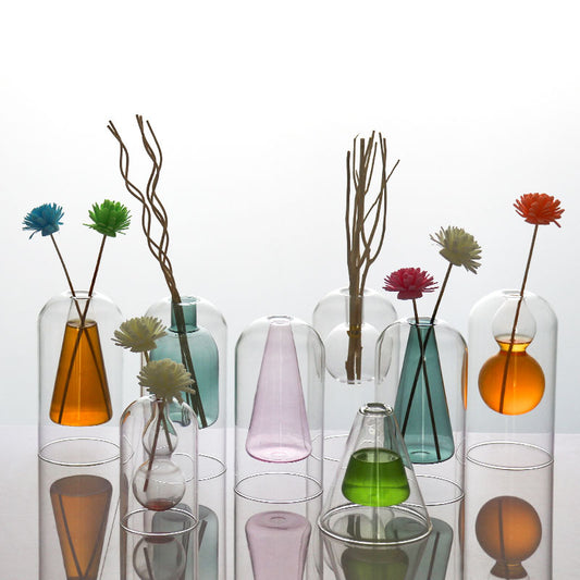 Stylish Glass Vase Decor – Double Wall Hydroponic Flower Pot for Elegant Home Styling