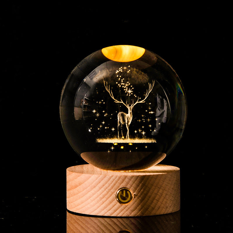 Galaxy Crystal Ball Night Light – 3D Laser Engraved Lamp for Cozy Room Vibes