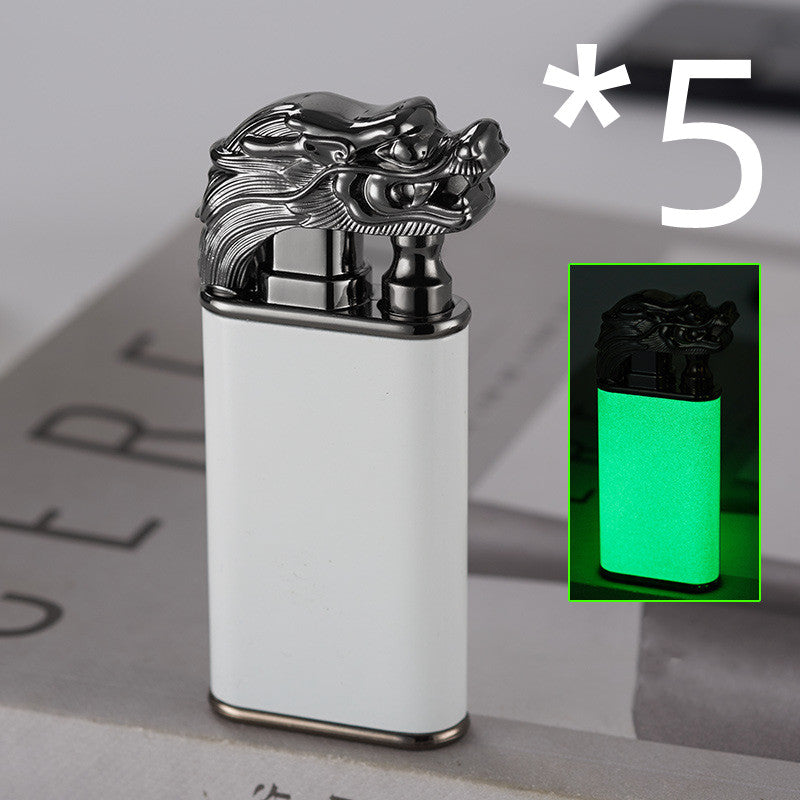 Windproof Jet Flame Torch Lighter – Creative Dolphin Dragon Tiger Double Fire Metal Refillable Lighter
