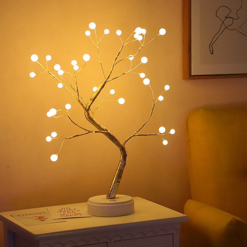 Pearl Star LED Tree Lamp – Touch Switch Night Light for Bedroom, Desk & Aesthetic Room Decor