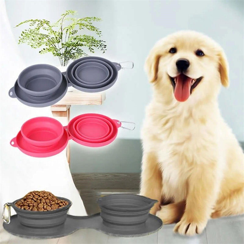 Portable 2-in-1 Dog Bowl – Foldable Double Pet Feeder for Food & Water