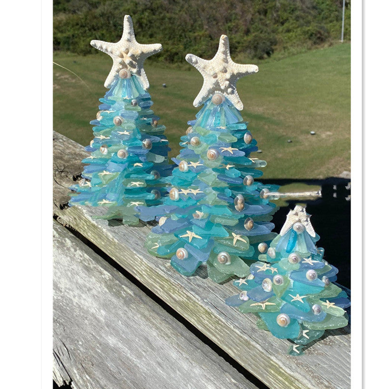 Modern Blue Glass Christmas Tree DIY Decoration Creative Holiday Home Festive Ornament