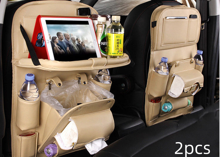 Car Interior Organizer – Waterproof PU Leather Seat Back Storage for Busy Drivers