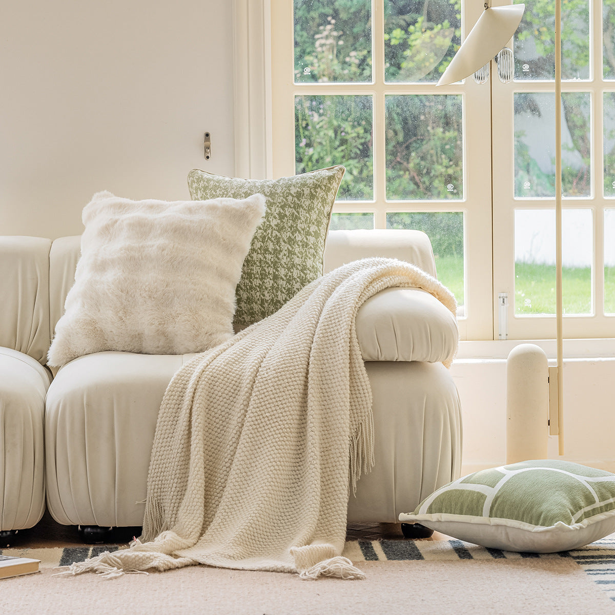 Scandinavian Style Pillow Covers – Cream Cotton Cushions for Modern Home Decor