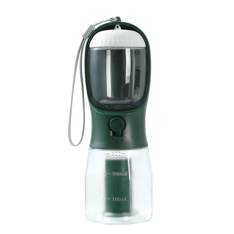 Compact 3-in-1 Dog Water Bottle Travel Cup | Portable Pet Feeder & Poop Bag Dispenser