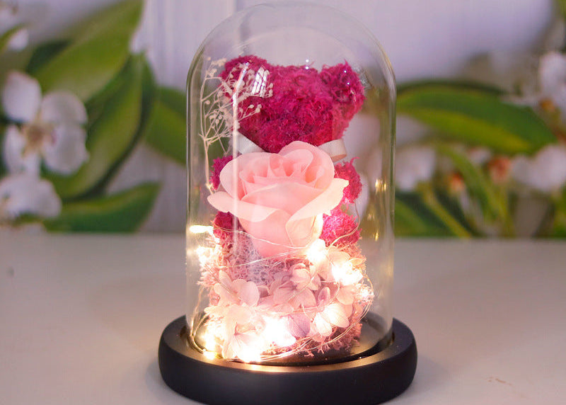 Eternal Rose Teddy Bear Gift Box – Romantic Valentine’s Day Gift for Girlfriend & Women