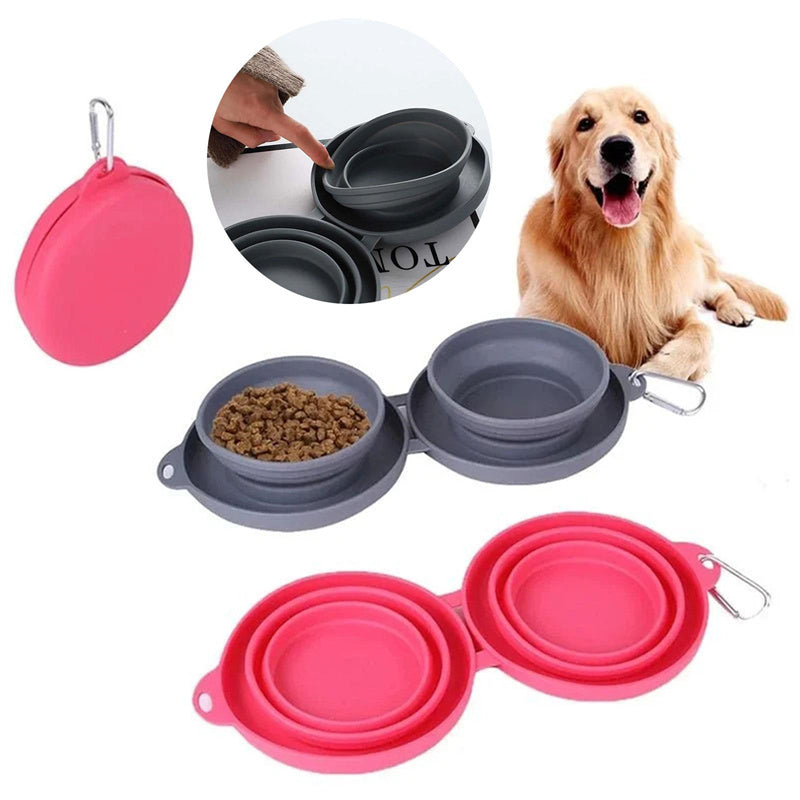 Portable 2-in-1 Dog Bowl – Foldable Double Pet Feeder for Food & Water