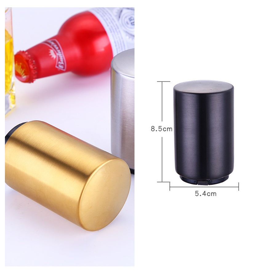 Automatic Beer Bottle Opener – Brushed Metal Magnetic Bar Tool for Home & Kitchen