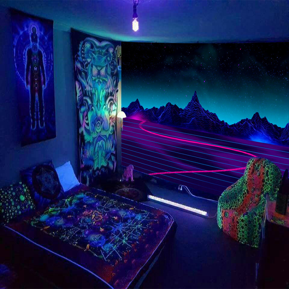 Fluorescent Wall Tapestry – Game Room & Dorm Room Hanging Decor