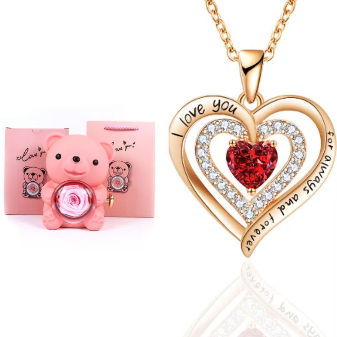 Eternal Flower Teddy Bear Jewelry Box – Romantic Gift for Girlfriend & Wife