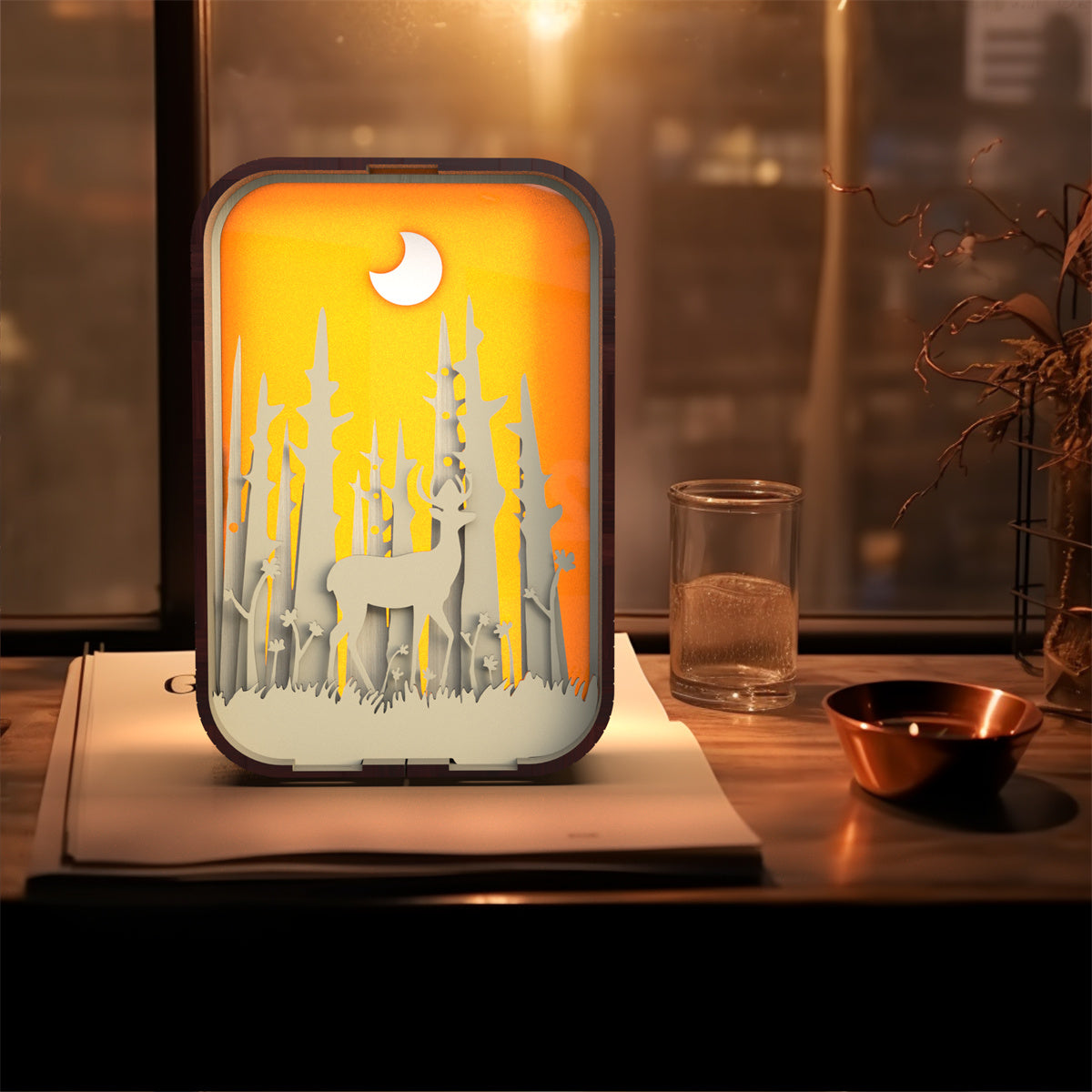 Wood Carving Bedside Night Light – Minimalist LED Table Lamp for Bedroom & Home Decor