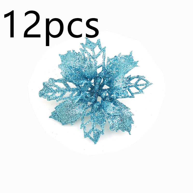 Christmas Glitter Fake Flowers – Festive Tree Decorations for Home & Party Setup