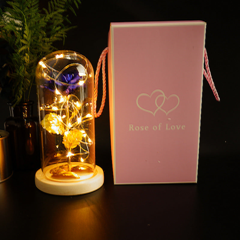 Gold Foil Preserved Rose Glass Dome – Luxury Eternal Flower Gift for Valentine’s & Anniversary