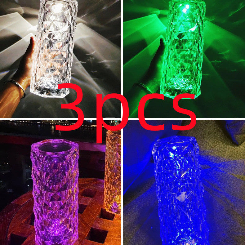Romantic Rose LED Night Light – Diamond Crystal Projection Lamp for Bedroom & Home Decor