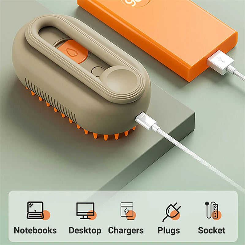 Cat & Dog Grooming Comb – 3-in-1 Electric Steam Brush for Hair Control & Massage