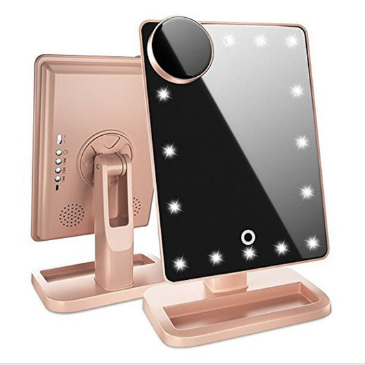 Touch Control LED Vanity Mirror with Bluetooth Speaker & Adjustable Lighting – Makeup Desk Mirror