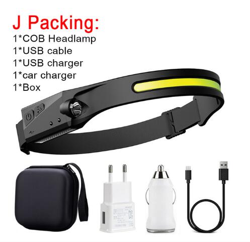 Waterproof COB LED Headlight Flashlight – USB Rechargeable Hands-Free Camping & Hunting Lamp