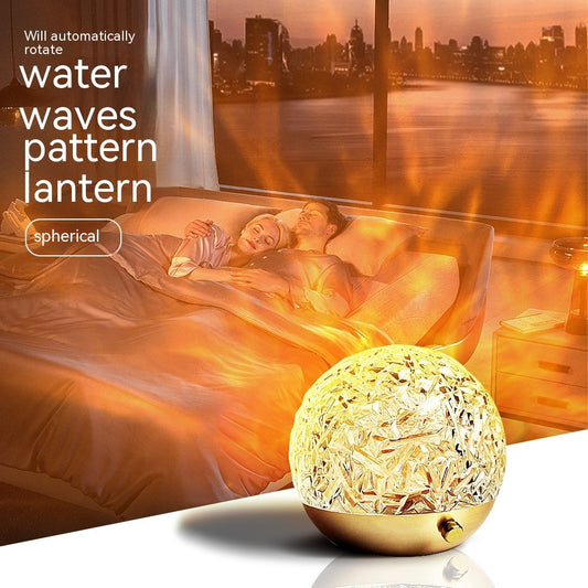 Aesthetic Crystal Night Light Projector – Water Ripple Lamp for Cozy Bedroom Ambiance