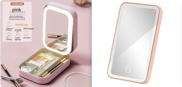 Touch Light Cosmetic Organizer – Portable LED Makeup Storage Box for Travel