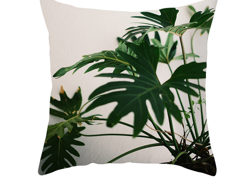 Light Tropical Plants Peach Skin Fleece Pillowcase – Soft Home Decor Cushion Cover