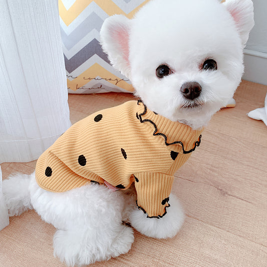 Dog Winter Turtleneck Shirt – Soft Dot Pet Clothing for Warm Comfort