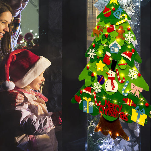 Children’s Felt Christmas Tree with LED Lights – DIY Wall Hanging Holiday Decoration
