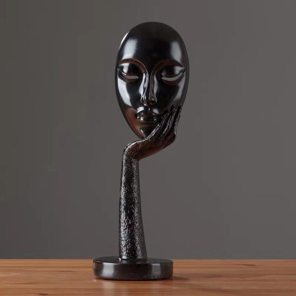 Nordic Abstract Art Sculpture – Thinking Lady Resin Figurine for Living Room Decor