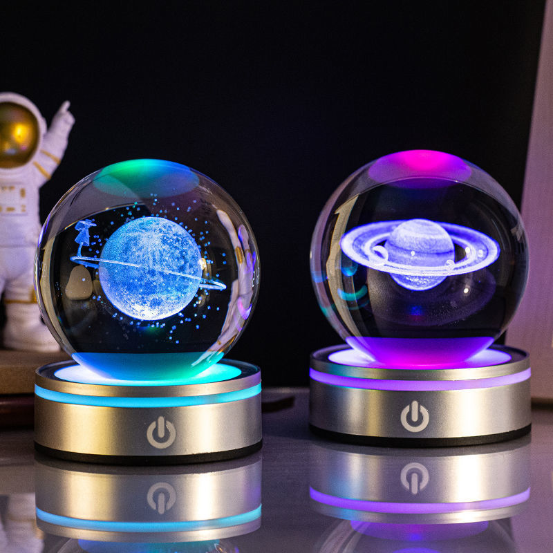 Colorful LED Crystal Ball Night Light – 3D Illusion Table Lamp Home Decor