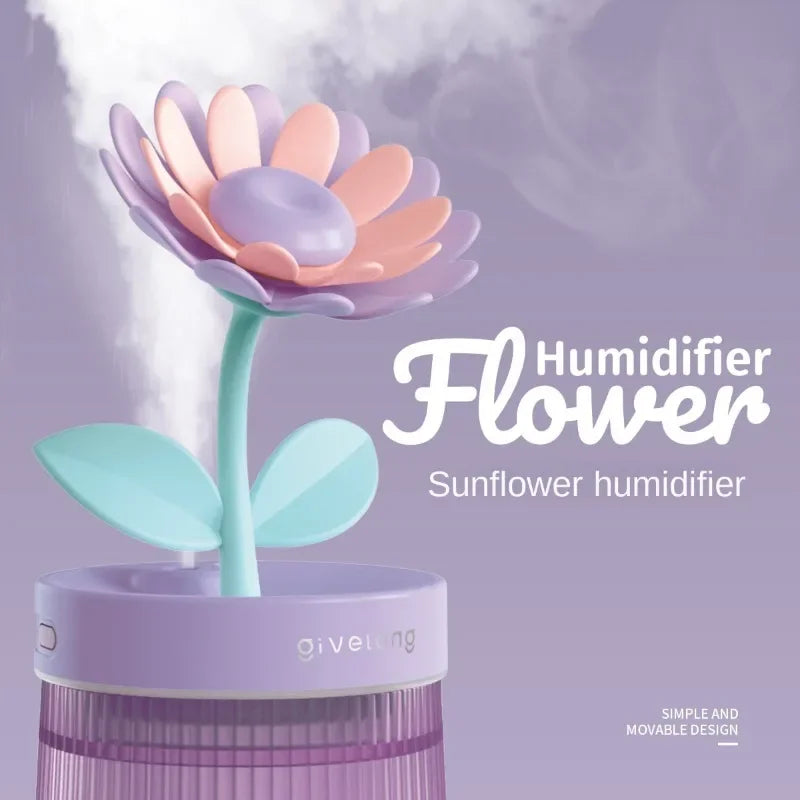 Mini Flower Air Humidifier – USB Diffuser for Bedroom, Dorm & Desk Decoration