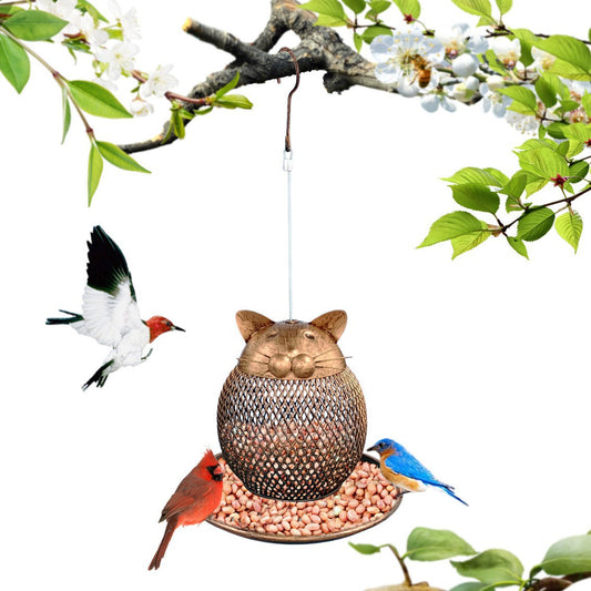 Vintage Cat Bird Feeder – Decorative Hanging Feeder for Garden, Backyard & Outdoor Decor